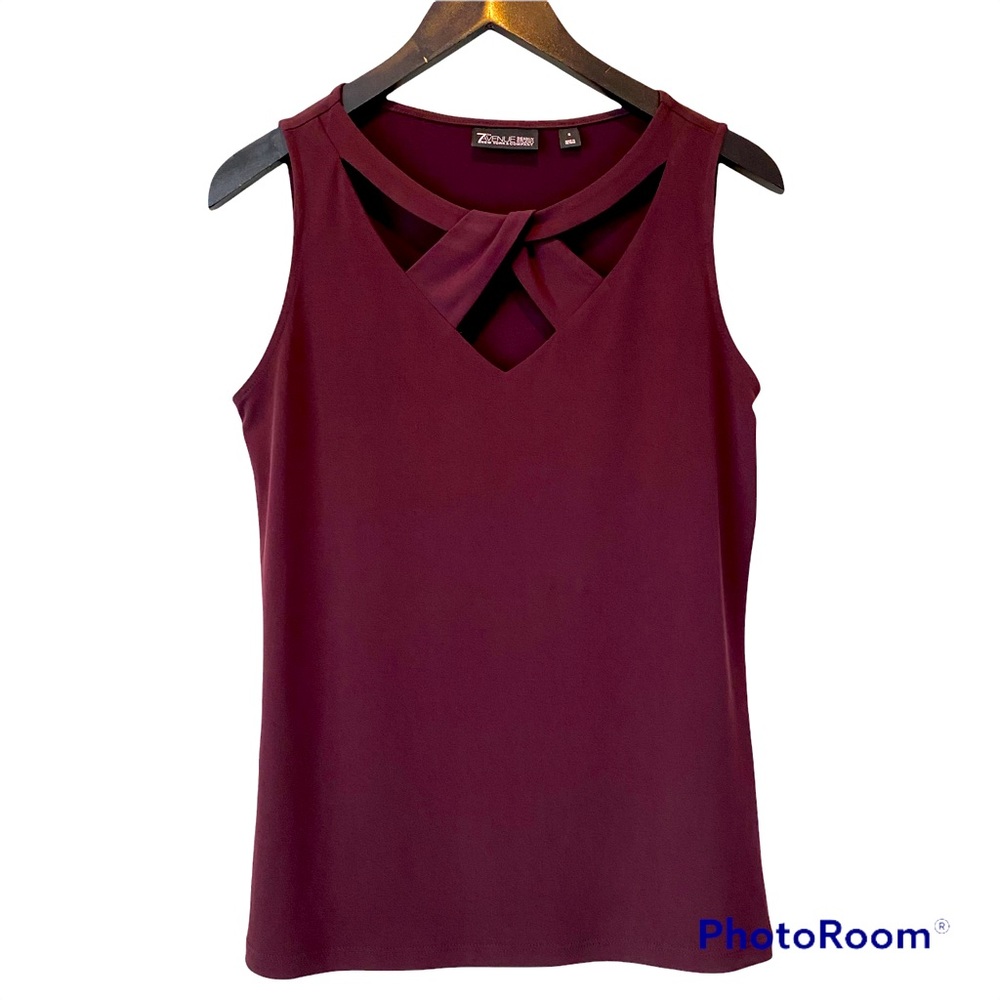 Banana Republic Criss Cross Maroon Sleeveless blouse stretchy loose fit size Sm